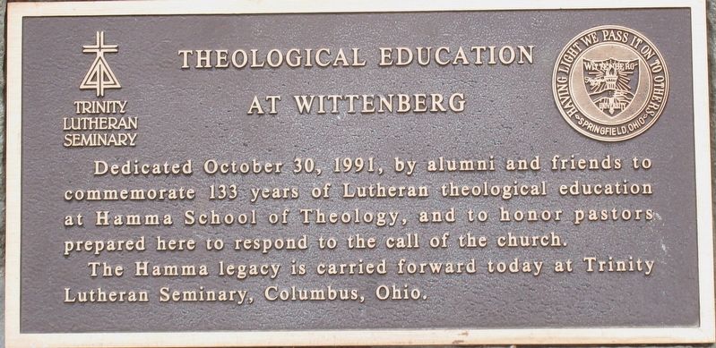 Theological Education at Wittenberg Marker. Click for full size. Theological Education at Wittenberg Marker image. Click for full size.