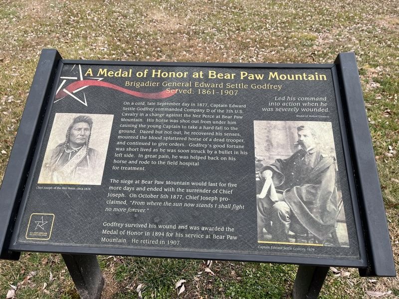 A Medal of Honor at Bear Paw Mountain Marker. Click for full size. A Medal of Honor at Bear Paw Mountain Marker image. Click for full size.