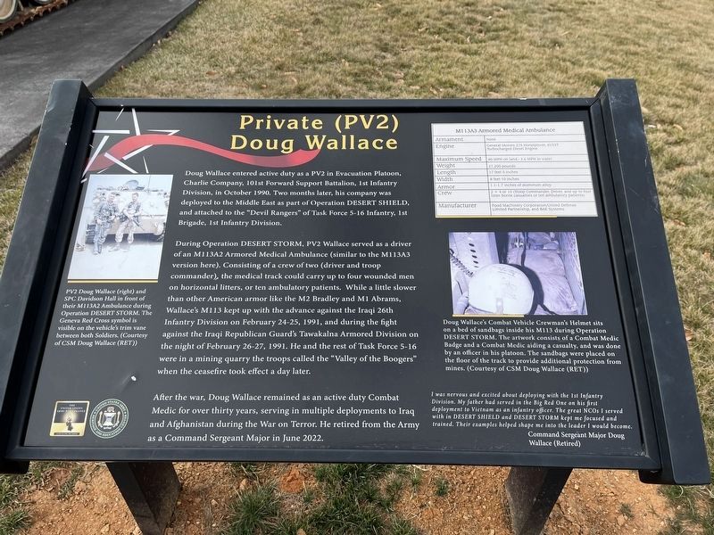 Private (PV2) Doug Wallace Marker. Click for full size. Private (PV2) Doug Wallace Marker image. Click for full size.
