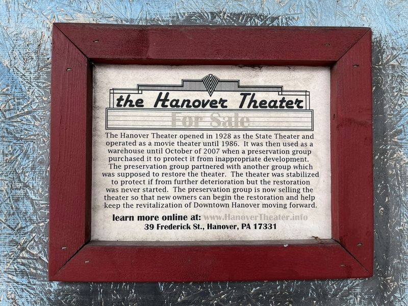The Hanover Theater Marker image. Click for full size.