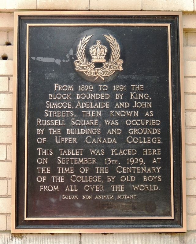 Upper Canada College Centenary Marker image. Click for full size.