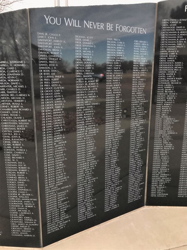 Springfield Veterans Memorial (wall 2). Click for full size. Springfield Veterans Memorial (wall 2) image. Click for full size.