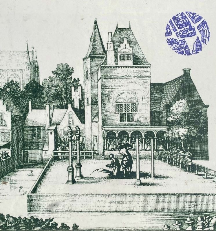 Marker inset: Execution of the perpetrators of the assassination attempt on Maurice of Orange image. Click for full size.