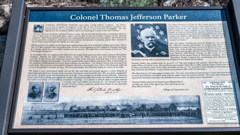 Colonel Thomas Jefferson Parker Marker image. Click for full size.