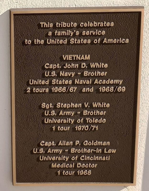 This tribute celebrates a family's service to the United States of America Marker image. Click for full size.