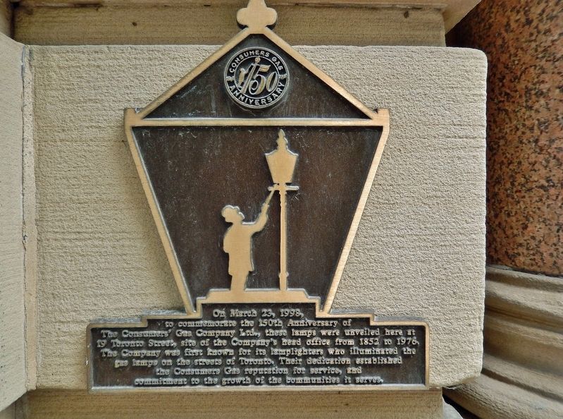 Consumers' Gas 150th Anniversary Marker. Click for full size. Consumers' Gas 150th Anniversary Marker image. Click for full size.
