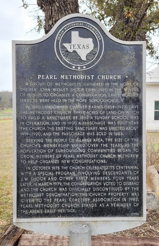 Pearl Methodist Church Marker image. Click for full size.