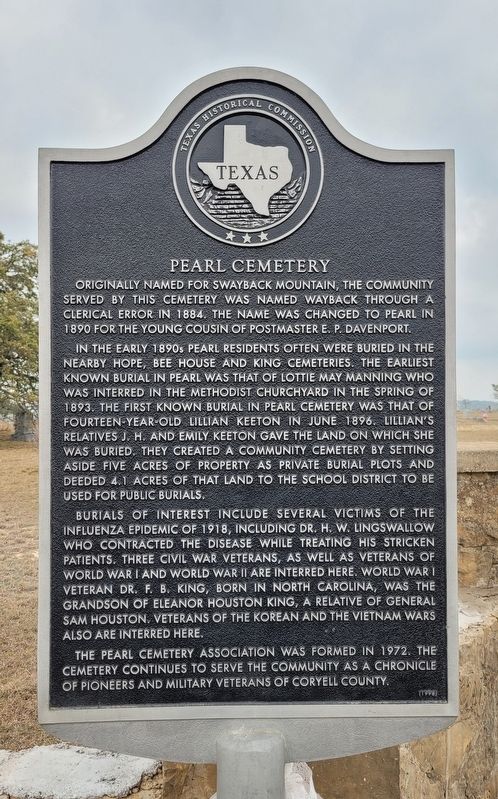 Pearl Cemetery Marker. Click for full size. Pearl Cemetery Marker image. Click for full size.