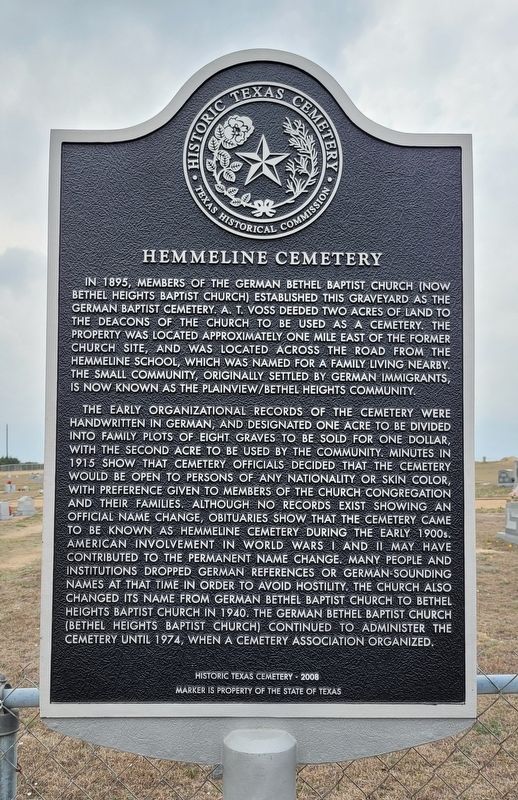 Hemmeline Cemetery Marker. Click for full size. Hemmeline Cemetery Marker image. Click for full size.
