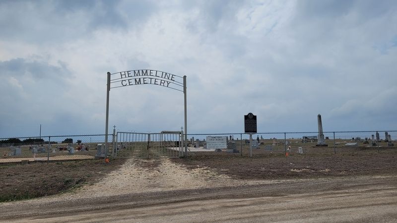 The view of the Hemmeline Cemetery and Marker from the road. Click for full size. The view of the Hemmeline Cemetery and Marker from the road image. Click for full size.