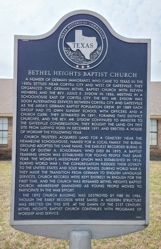 Bethel Heights Baptist Church Marker image. Click for full size.