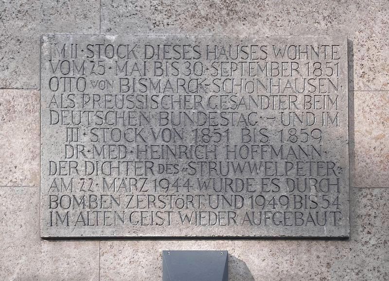 Otto von Bismarck-Sch�nhausen, Dr. Heinrich Hoffmann Marker image. Click for full size.