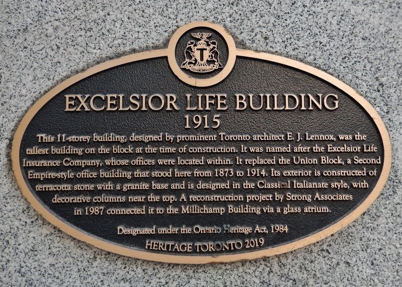 Excelsior Life Building Marker image. Click for full size.