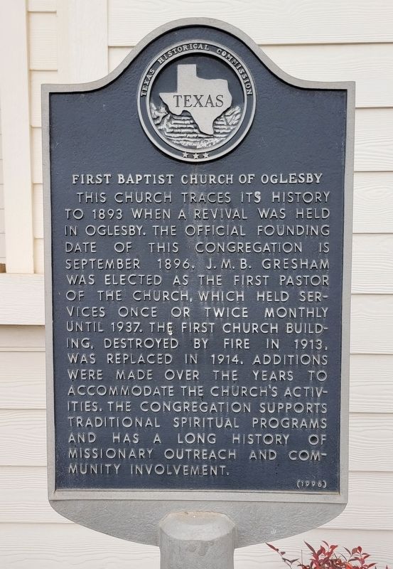 First Baptist Church of Oglesby Marker image. Click for full size.