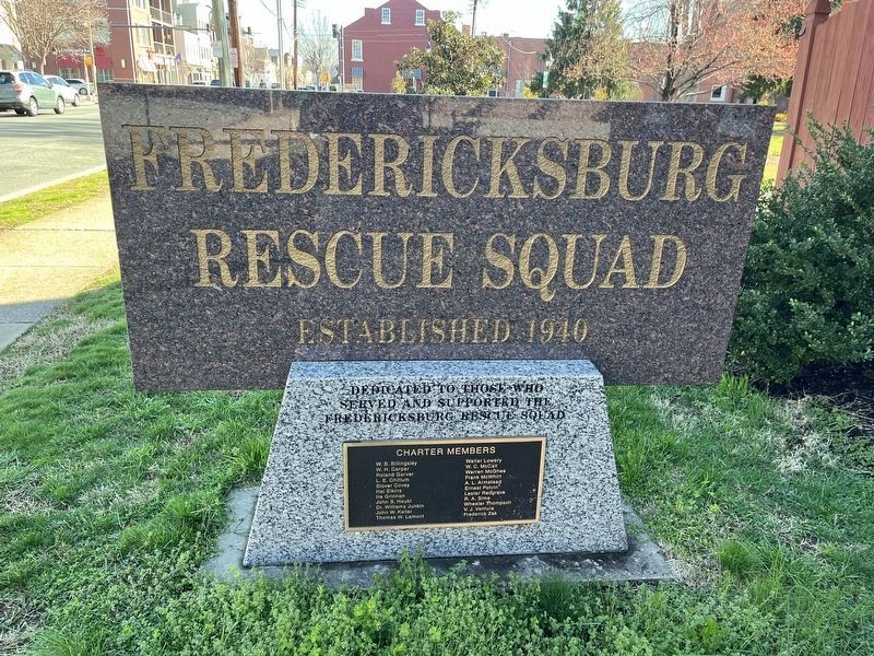Fredericksburg Rescue Squad Marker. Click for full size. Fredericksburg Rescue Squad Marker image. Click for full size.