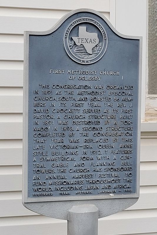 First Methodist Church of Oglesby Marker. Click for full size. First Methodist Church of Oglesby Marker image. Click for full size.