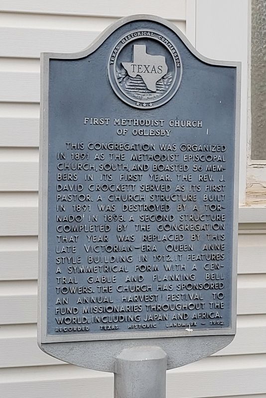 First Methodist Church of Oglesby Marker image. Click for full size.