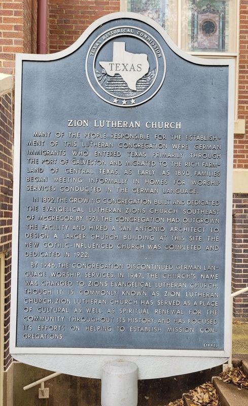 Zion Lutheran Church Marker image. Click for full size.