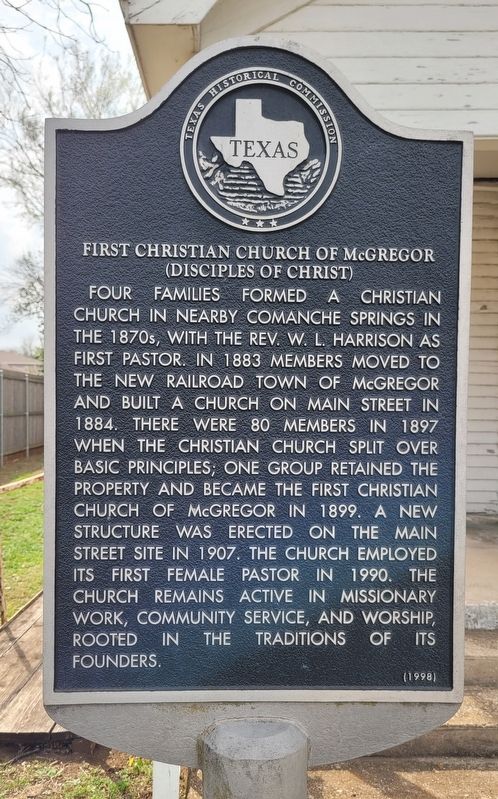 First Christian Church of McGregor Marker image. Click for full size.