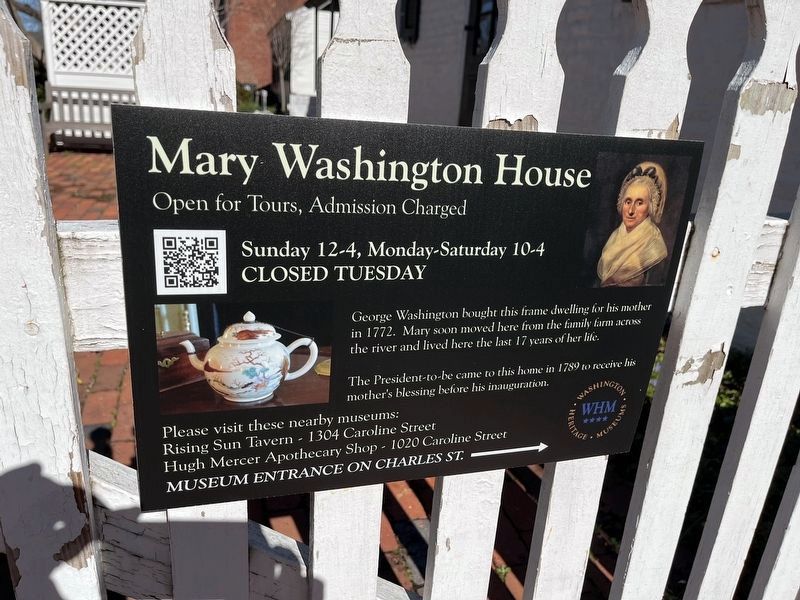 Mary Washington House Marker image. Click for full size.