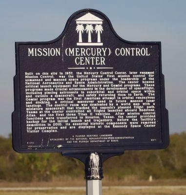 Mission (Mercury) Control Center Marker. Click for full size. Mission (Mercury) Control Center Marker image. Click for full size.