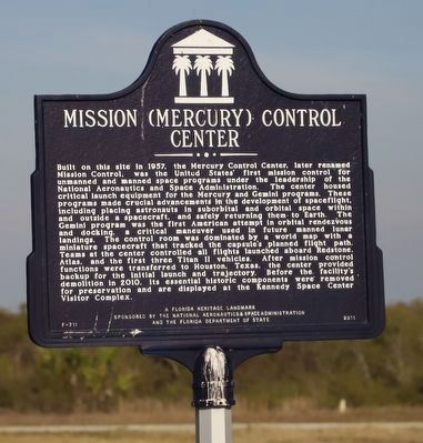 Mission (Mercury) Control Center Marker image. Click for full size.