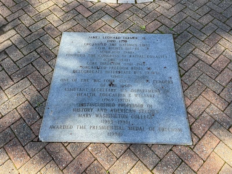 James Leonard Farmer, Jr. Marker. Click for full size. James Leonard Farmer, Jr. Marker image. Click for full size.