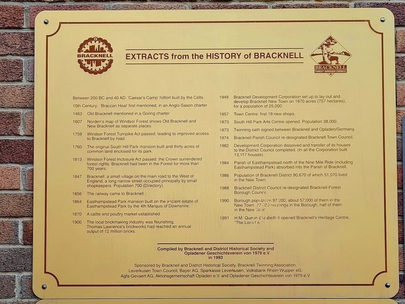 Extracts From The History Of Bracknell Marker image. Click for full size.