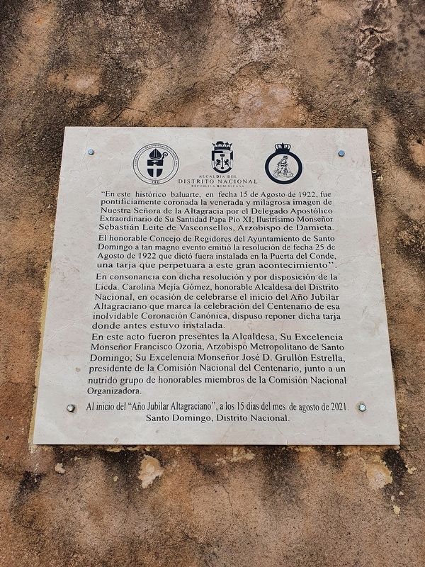 Image of Our Lady of Altagracia Marker. Click for full size. Image of Our Lady of Altagracia Marker image. Click for full size.