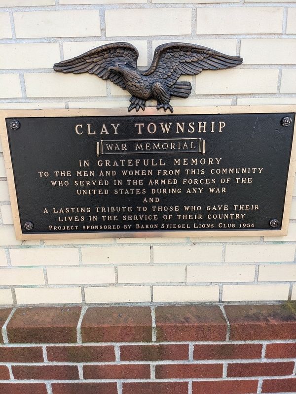 Clay Township War Memorial Marker image. Click for full size.