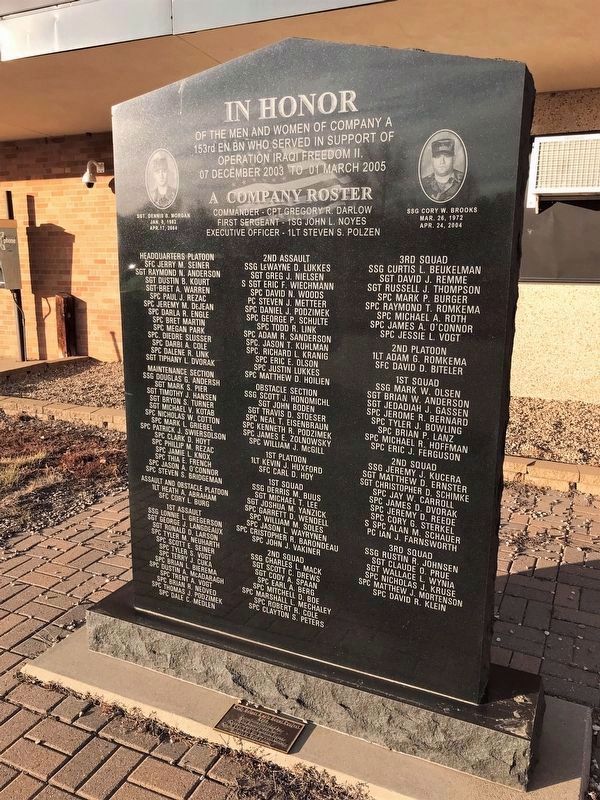 Company A 153rd Engineer Battalion Memorial. Click for full size. Company A 153rd Engineer Battalion Memorial image. Click for full size.