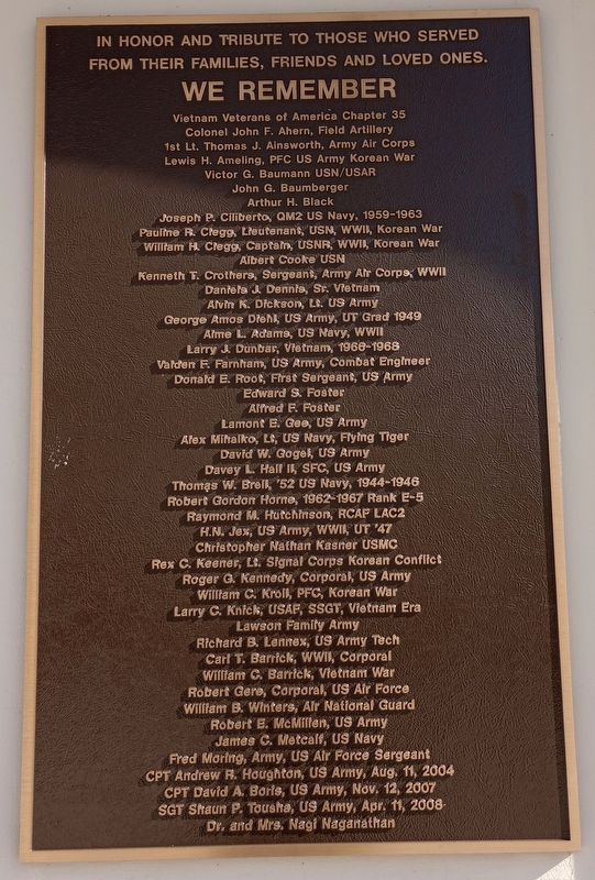 We Remember Marker image. Click for full size.
