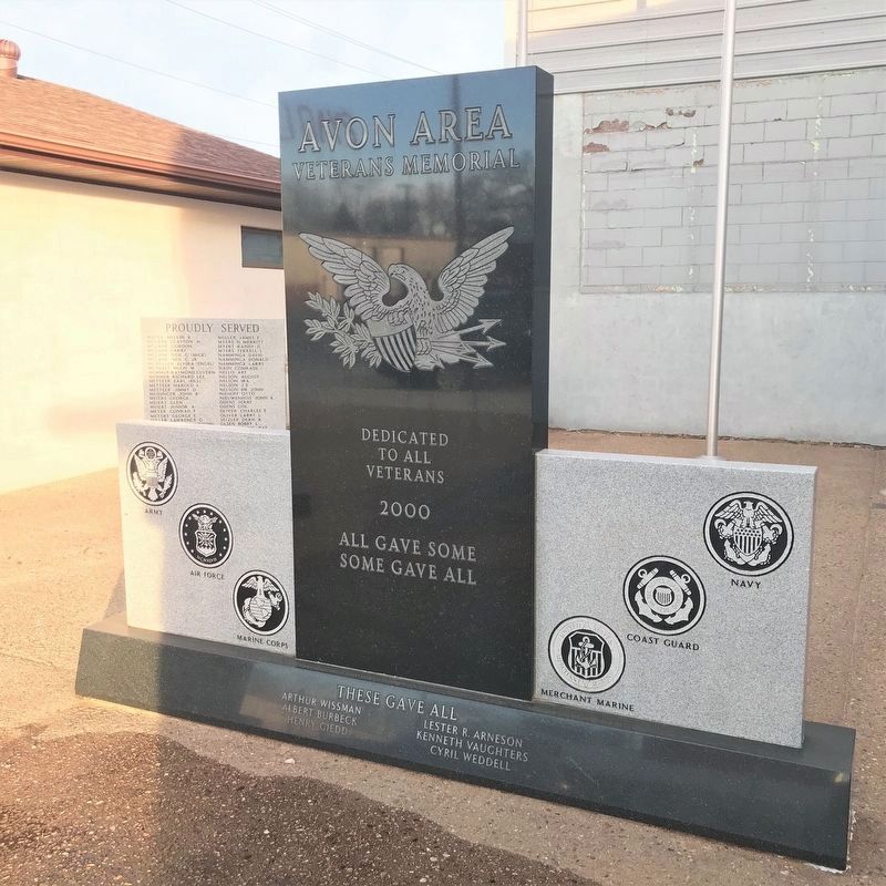 Avon Area Veterans Memorial. Click for full size. Avon Area Veterans Memorial image. Click for full size.