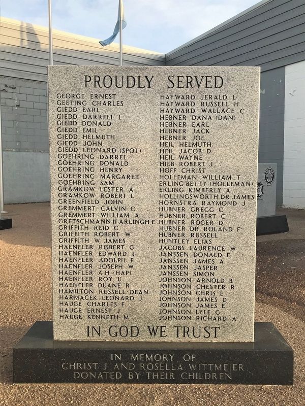 Avon Area Veterans Memorial (northwest wall, side 1). Click for full size. Avon Area Veterans Memorial (northwest wall, side 1) image. Click for full size.