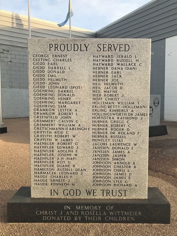 Avon Area Veterans Memorial (northwest wall, side 1) image. Click for full size.