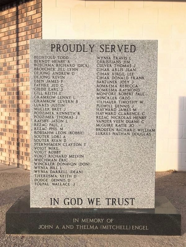 Avon Area Veterans Memorial (north wall). Click for full size. Avon Area Veterans Memorial (north wall) image. Click for full size.