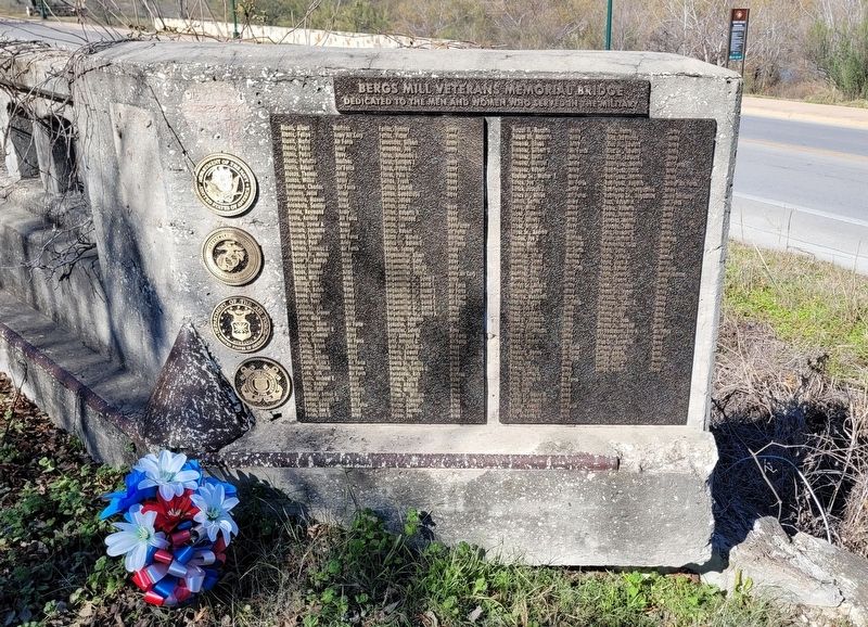 Bergs Mill Veterans Memorial Bridge Marker. Click for full size. Bergs Mill Veterans Memorial Bridge Marker image. Click for full size.