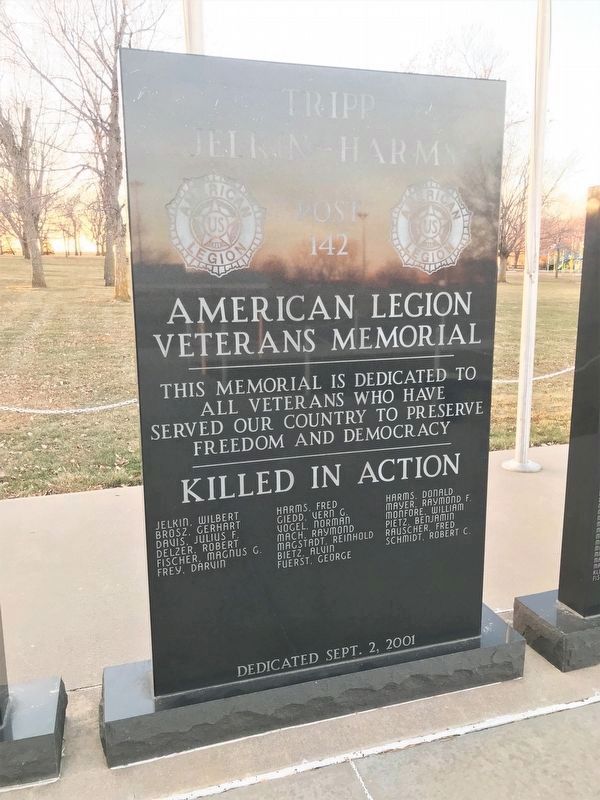 Tripp American Legion Veterans Memorial. Click for full size. Tripp American Legion Veterans Memorial image. Click for full size.