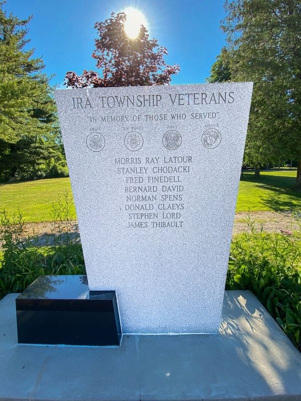 Ira Township Veterans Memorial Marker. Click for full size. Ira Township Veterans Memorial Marker image. Click for full size.