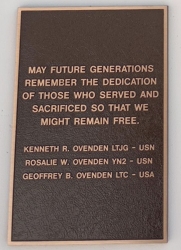 May Future Generations Remember The Dedication Marker image. Click for full size.