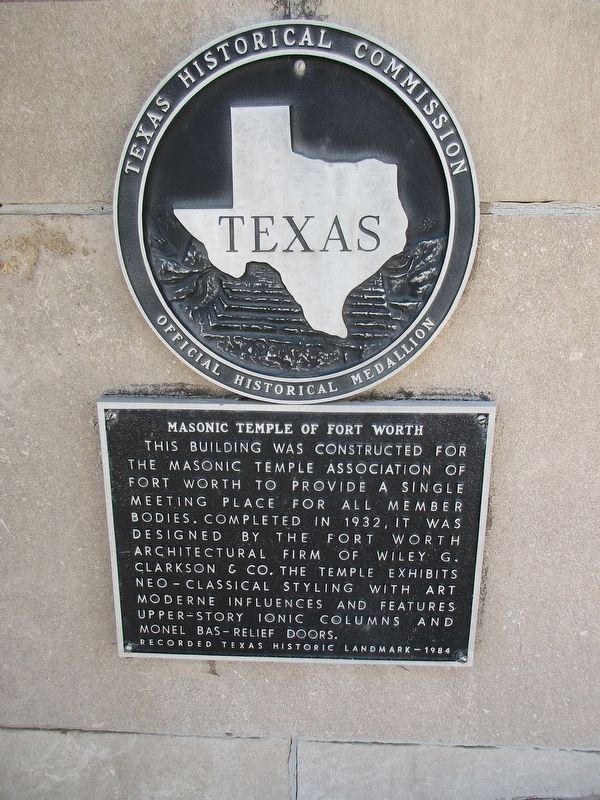 Masonic Temple of Fort Worth Marker image. Click for full size.