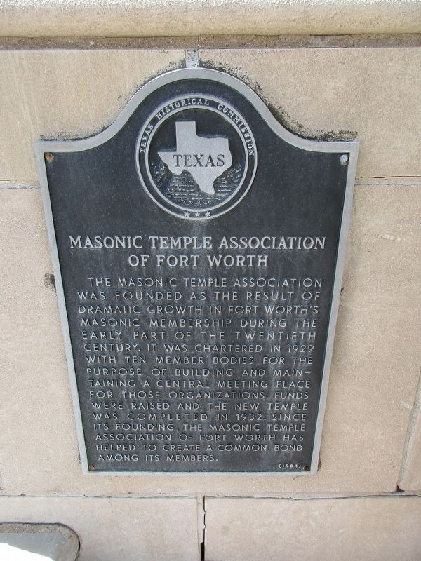 Masonic Temple Association of Fort Worth Marker image. Click for full size.