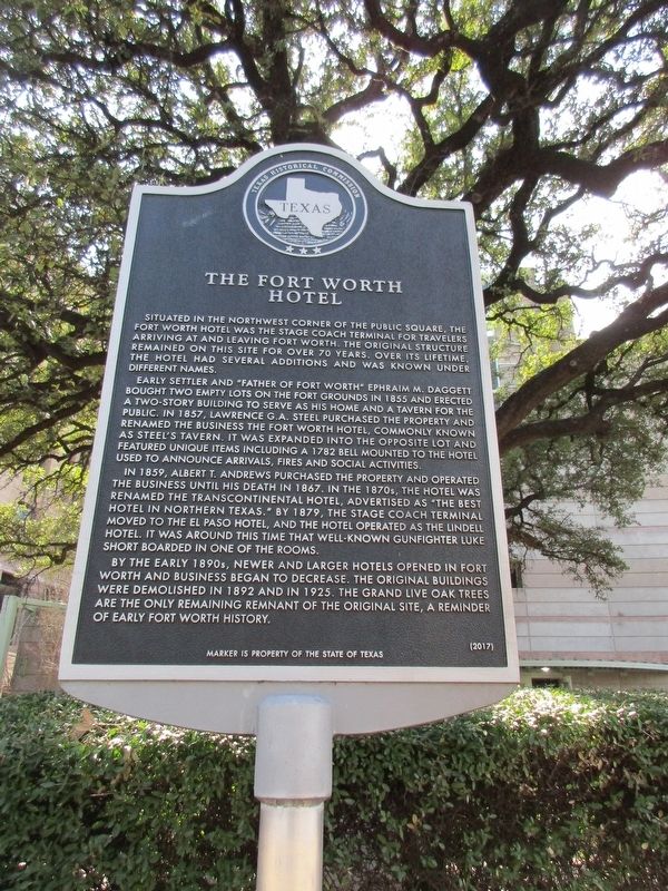The Fort Worth Hotel Marker image. Click for full size.