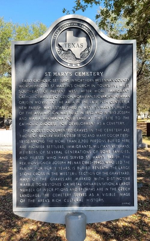 St. Mary's Cemetery Marker image. Click for full size.