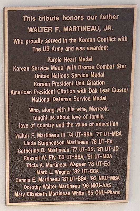 Walter F. Martineau, Jr. Marker. Click for full size. Walter F. Martineau, Jr. Marker image. Click for full size.