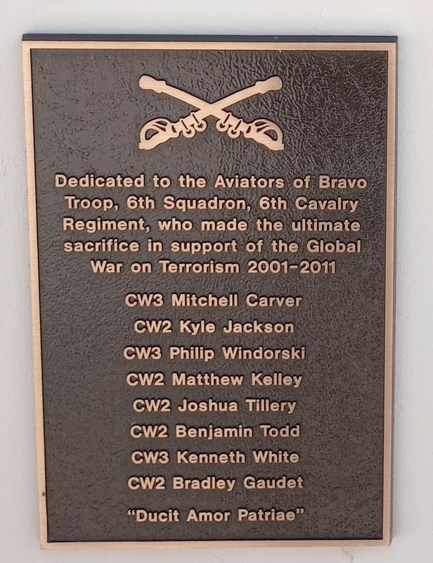 Aviators of Bravo Troop, 6th Squadron, 6th Cavalry Regiment Memorial Marker image. Click for full size.