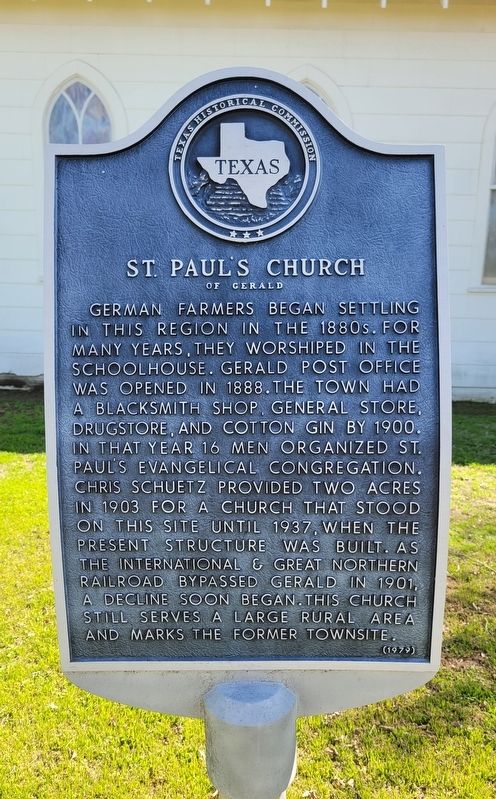 St. Paul's Church of Gerald Marker. Click for full size. St. Paul's Church of Gerald Marker image. Click for full size.