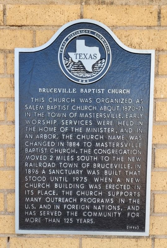Bruceville Baptist Church Marker. Click for full size. Bruceville Baptist Church Marker image. Click for full size.