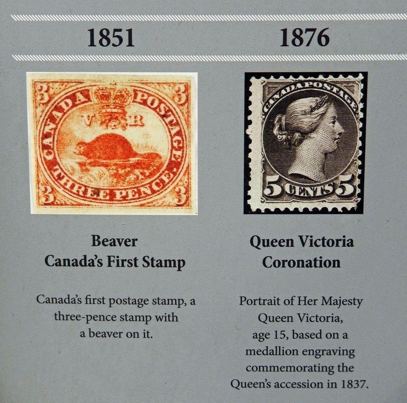 Marker detail: Canadian Postage Stamps<br>(1851 & 1876) image. Click for full size.