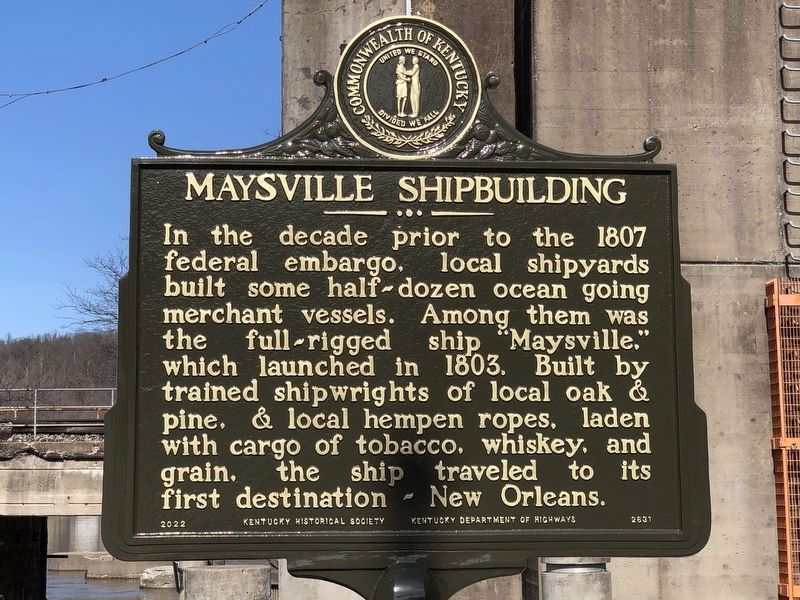 Maysville Shipbuilding side of marker. Click for full size. Maysville Shipbuilding side of marker image. Click for full size.
